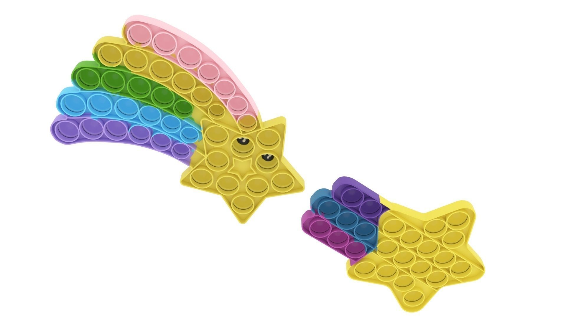 Shooting Stars Pop It Fidget Toys Set 3D model_10
