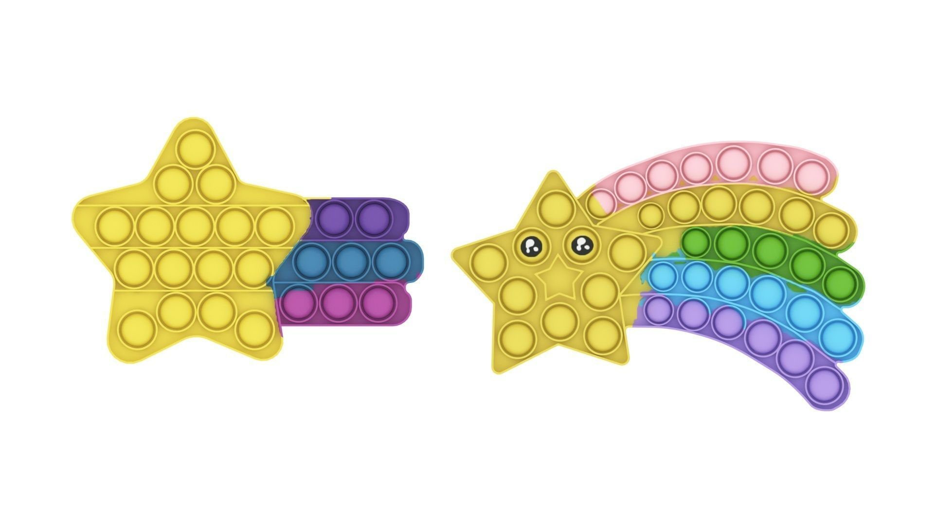 Shooting Stars Pop It Fidget Toys Set 3D model_11