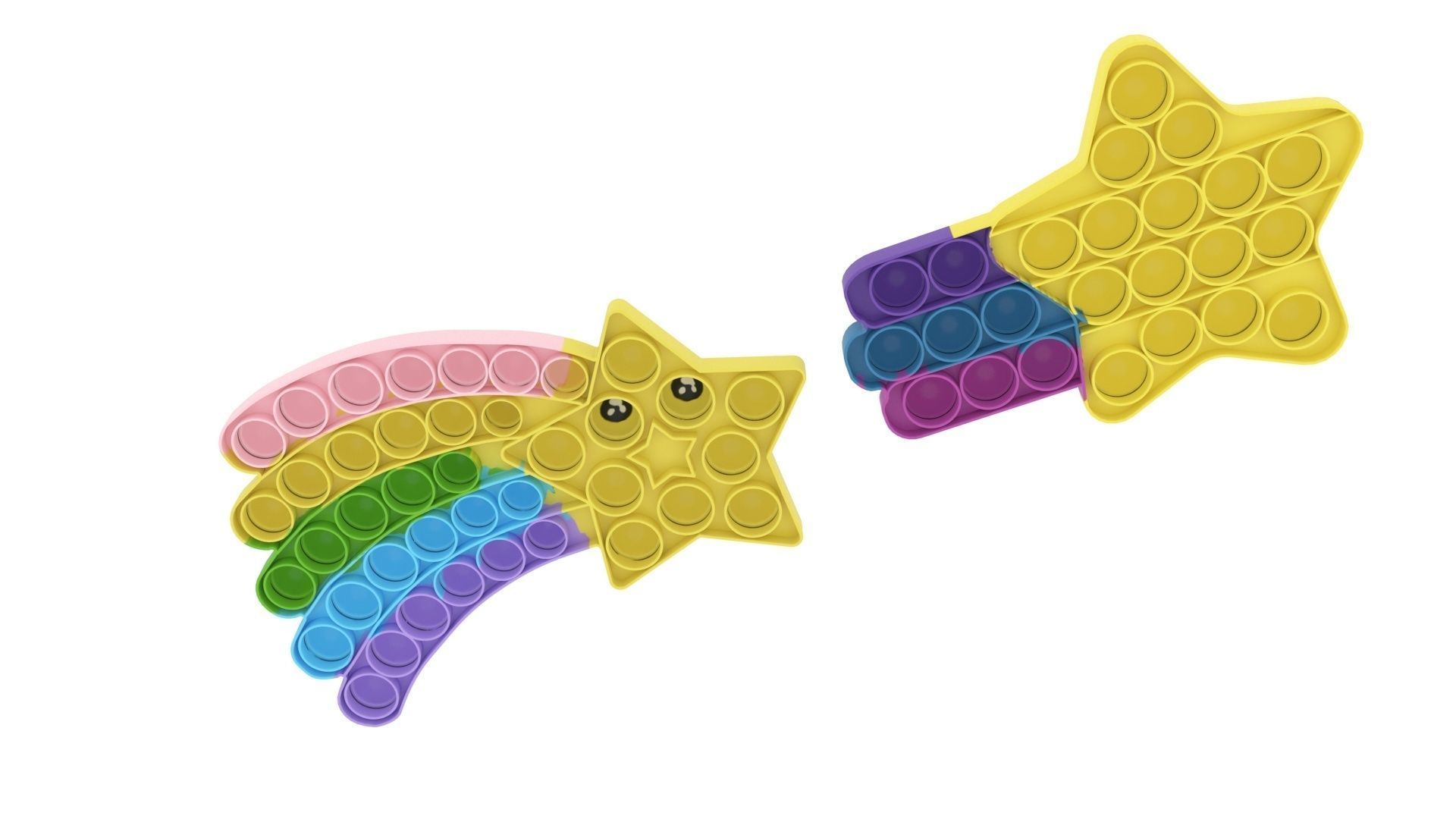 Shooting Stars Pop It Fidget Toys Set 3D model_7