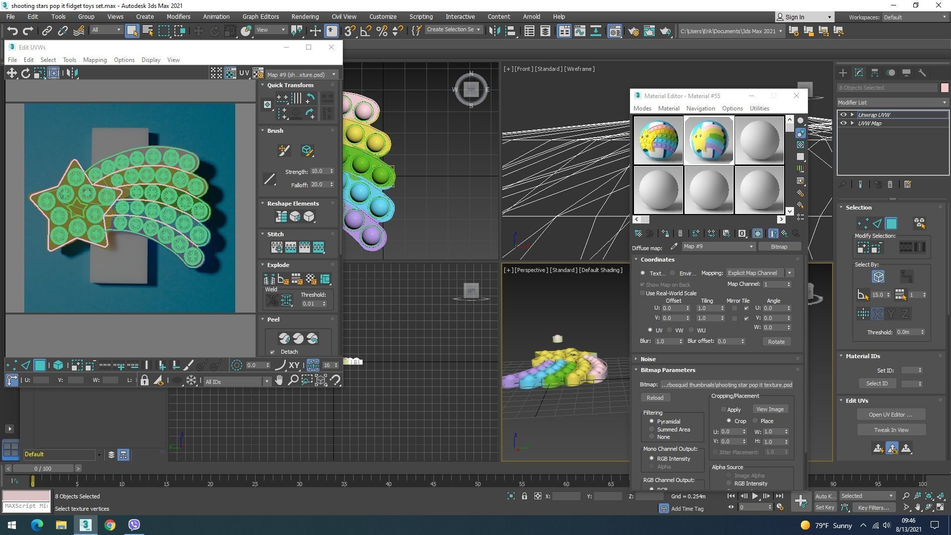 Shooting Stars Pop It Fidget Toys Set 3D model_24