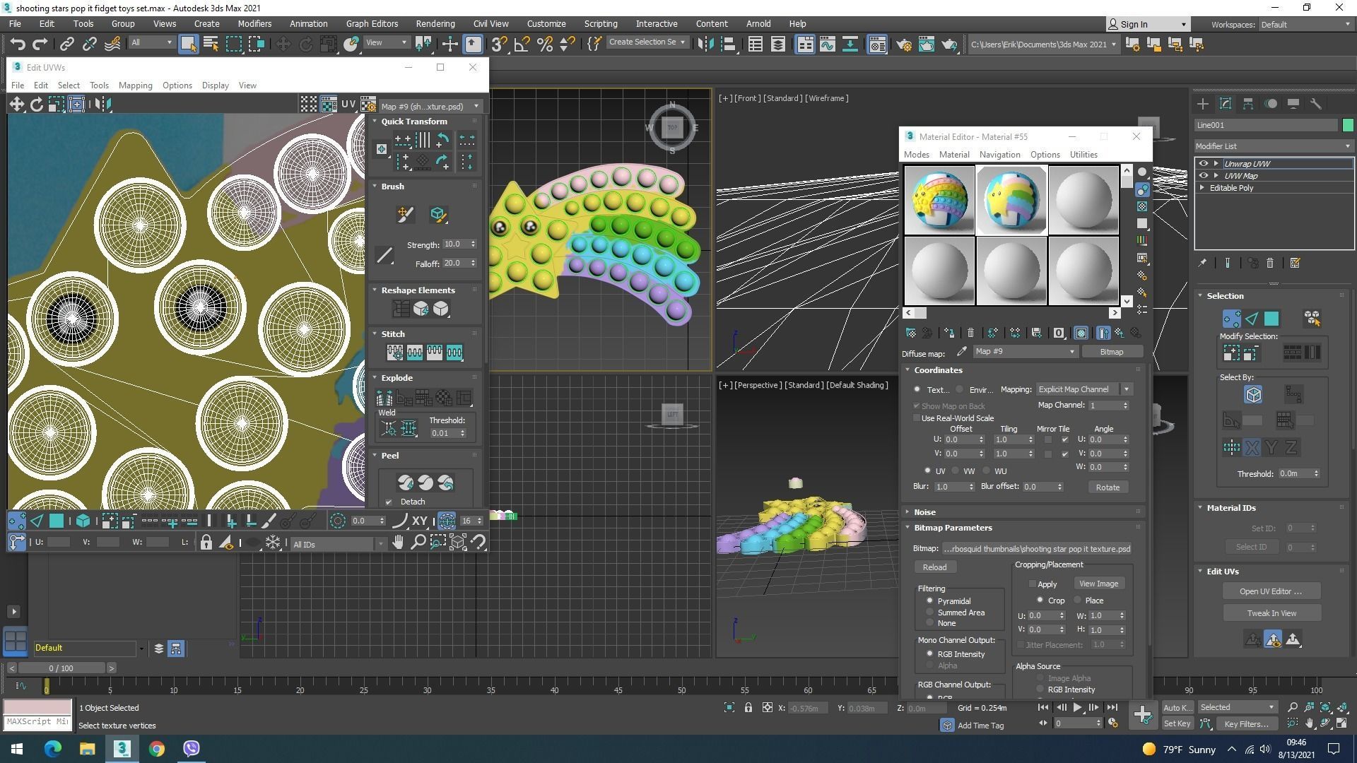 Shooting Stars Pop It Fidget Toys Set 3D model_26