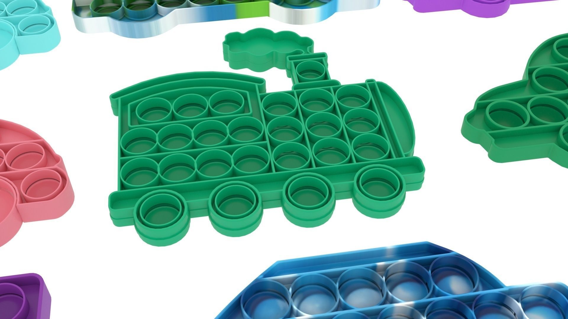 Transportations Pop It Fidget Toys Set 3D model_10
