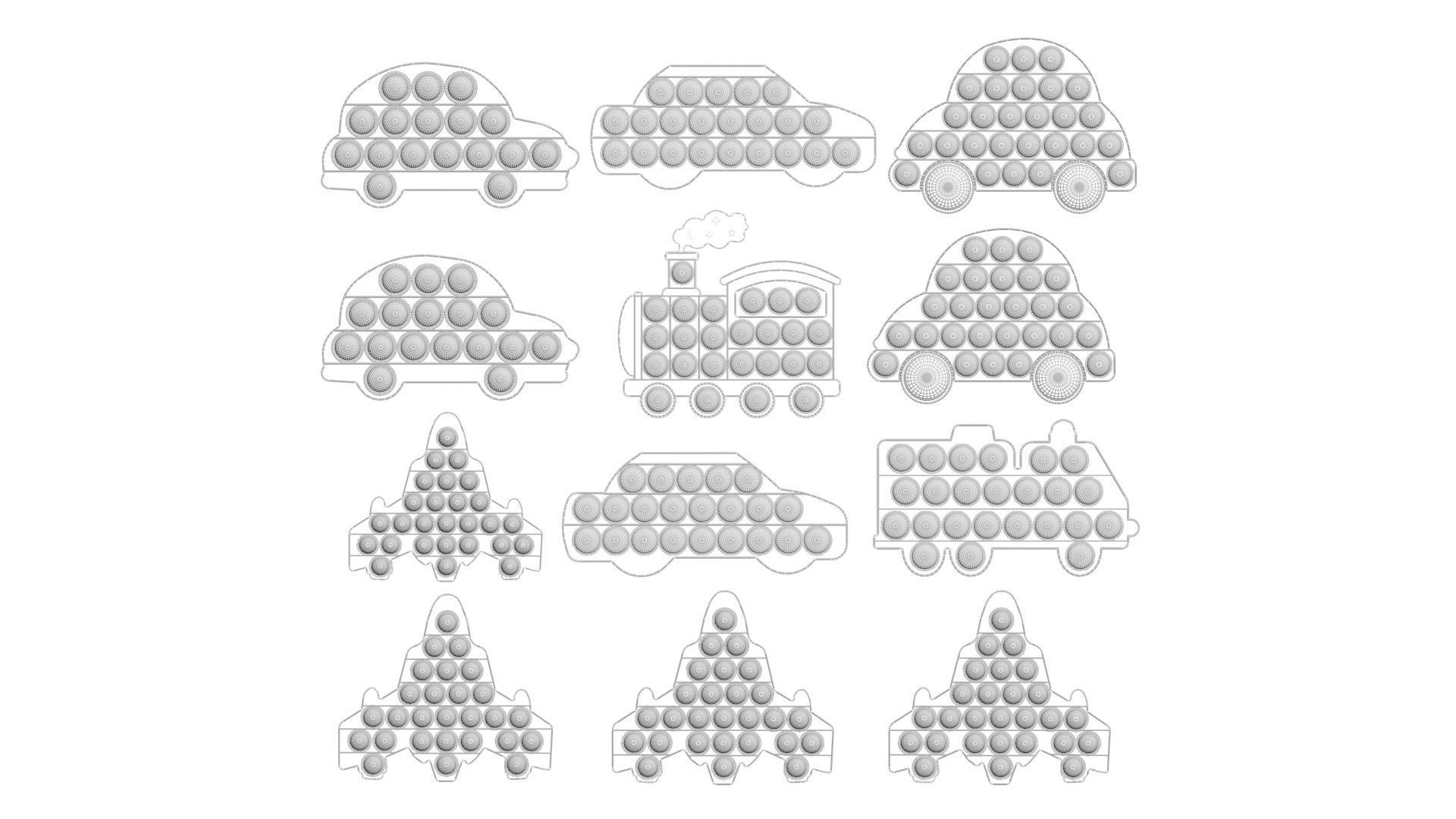 Transportations Pop It Fidget Toys Set 3D model_22