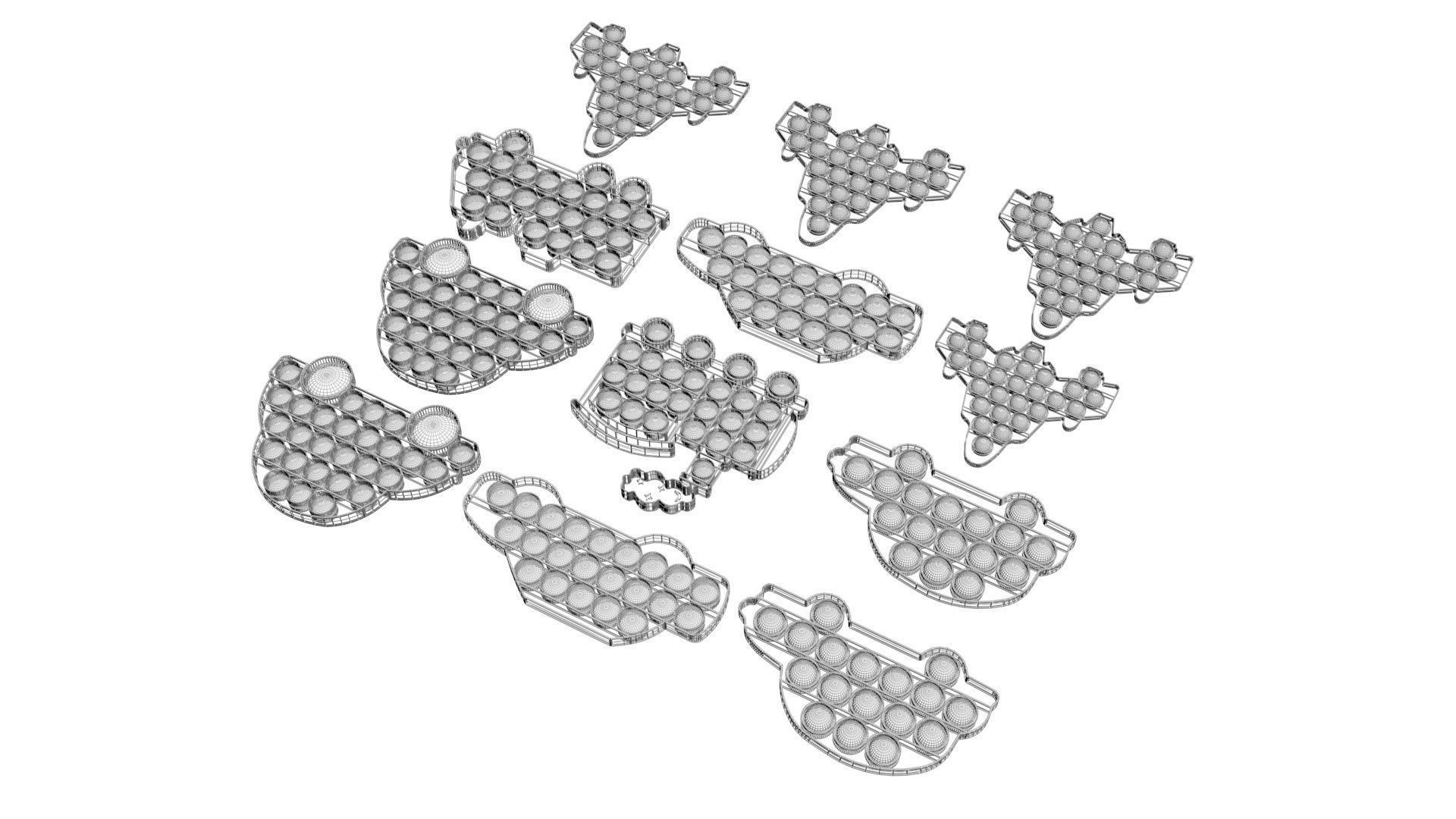 Transportations Pop It Fidget Toys Set 3D model_19