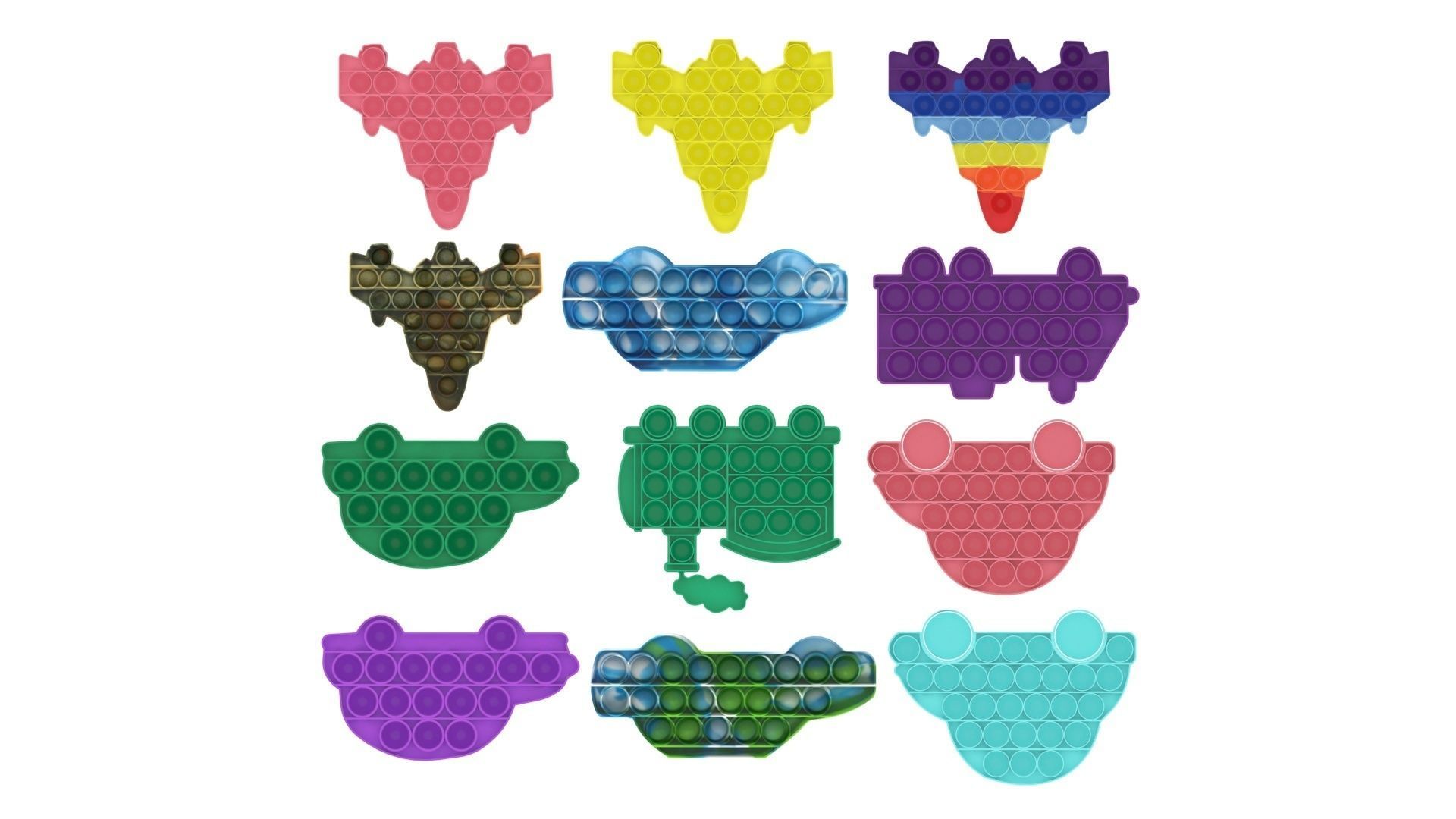 Transportations Pop It Fidget Toys Set 3D model_15