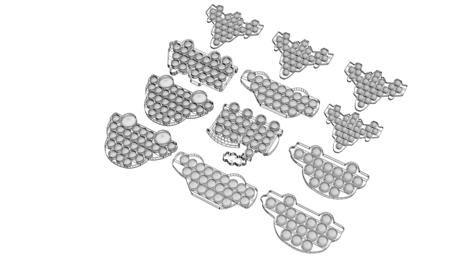 Transportations Pop It Fidget Toys Set 3D model_26