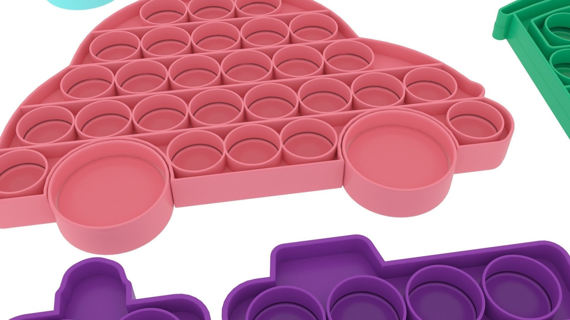 Transportations Pop It Fidget Toys Set 3D model_9