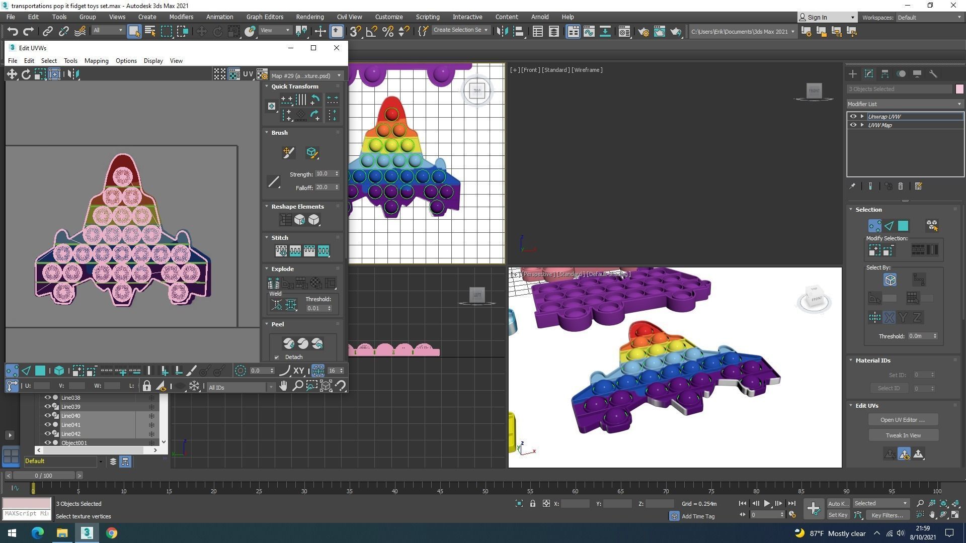 Transportations Pop It Fidget Toys Set 3D model_29