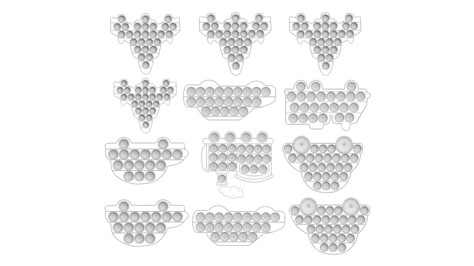 Transportations Pop It Fidget Toys Set 3D model_23