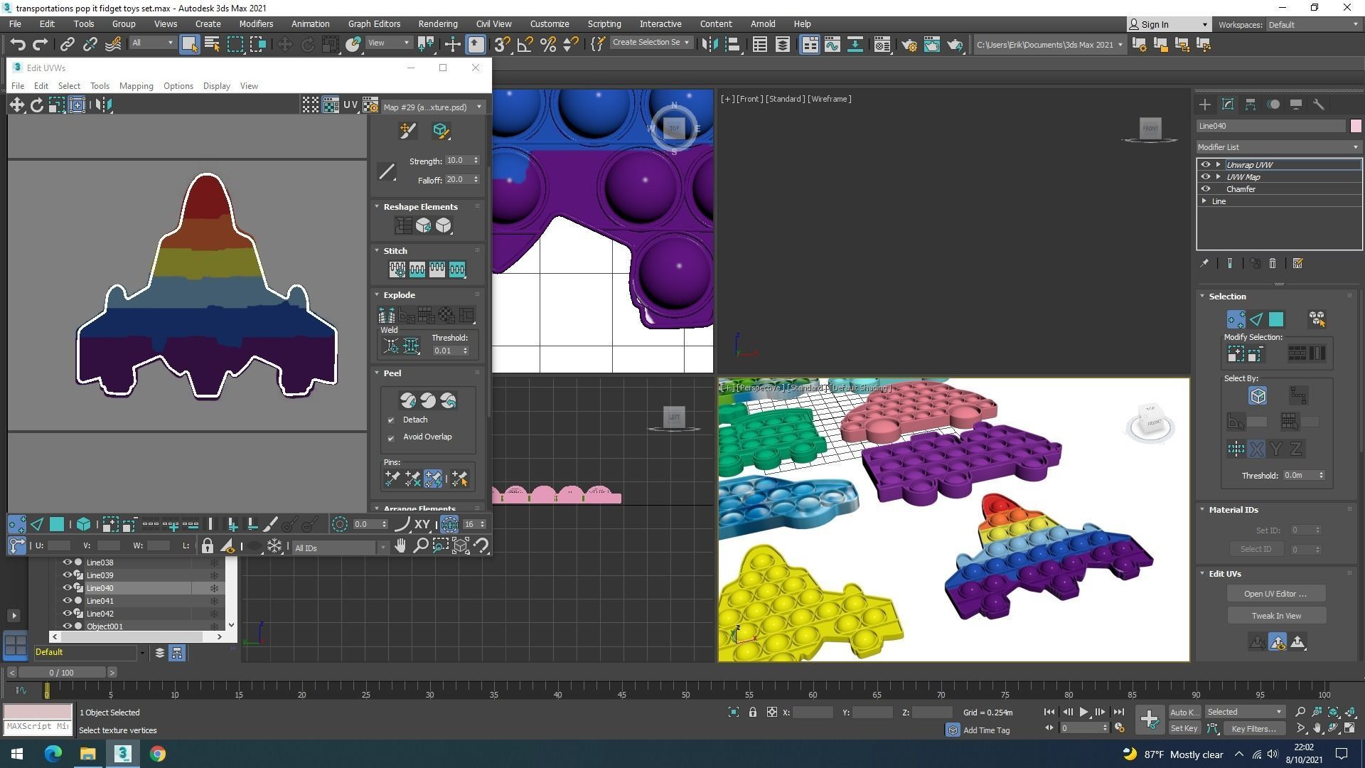 Transportations Pop It Fidget Toys Set 3D model_30