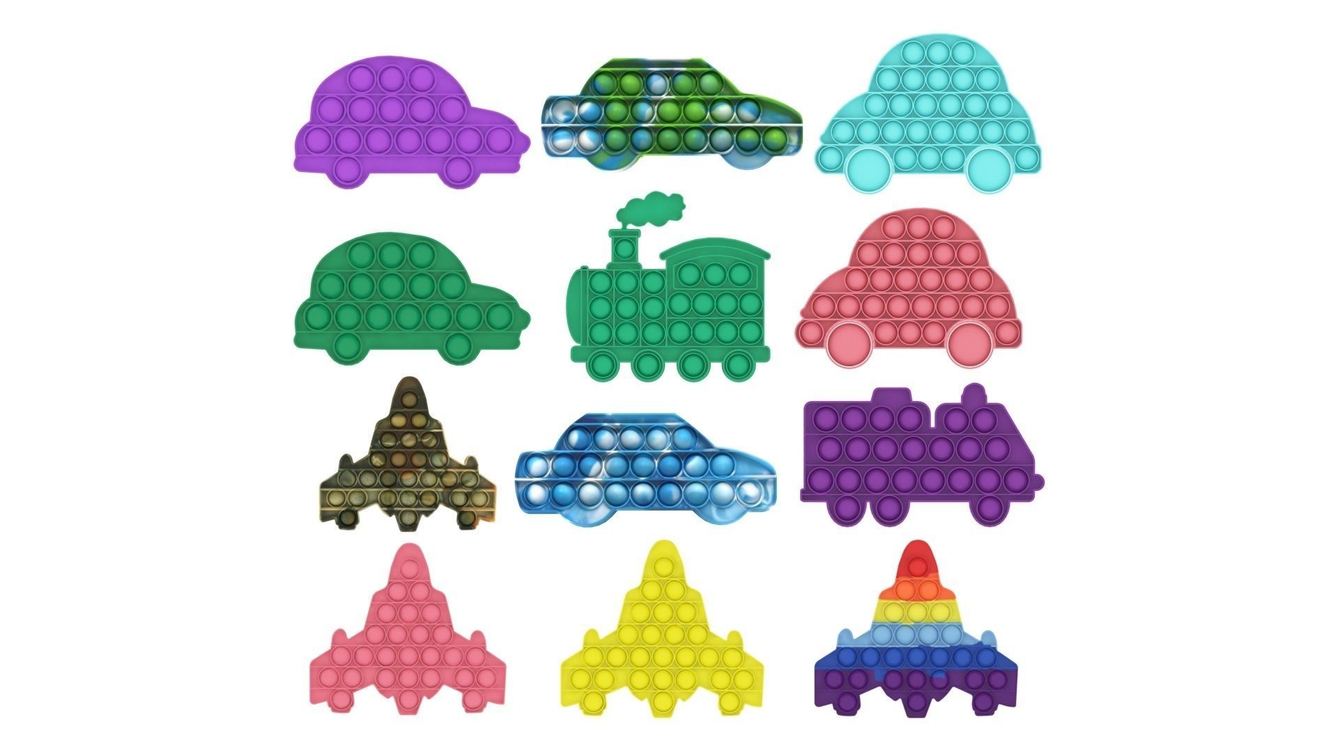 Transportations Pop It Fidget Toys Set 3D model_14