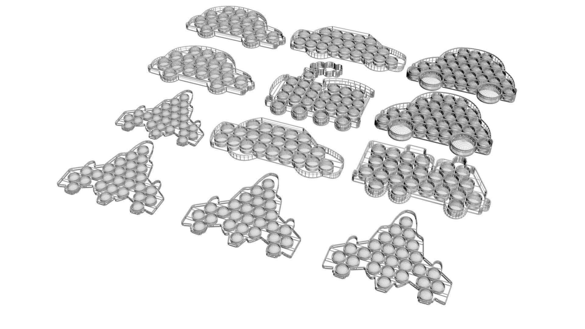 Transportations Pop It Fidget Toys Set 3D model_17