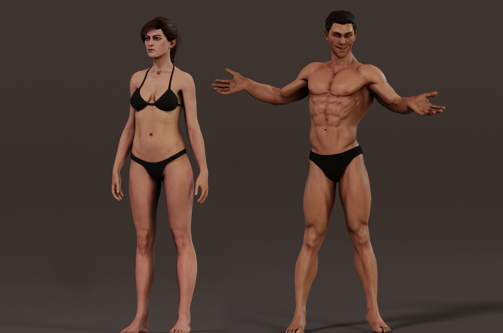Male Female Base Rig  Low-poly 3D model_9
