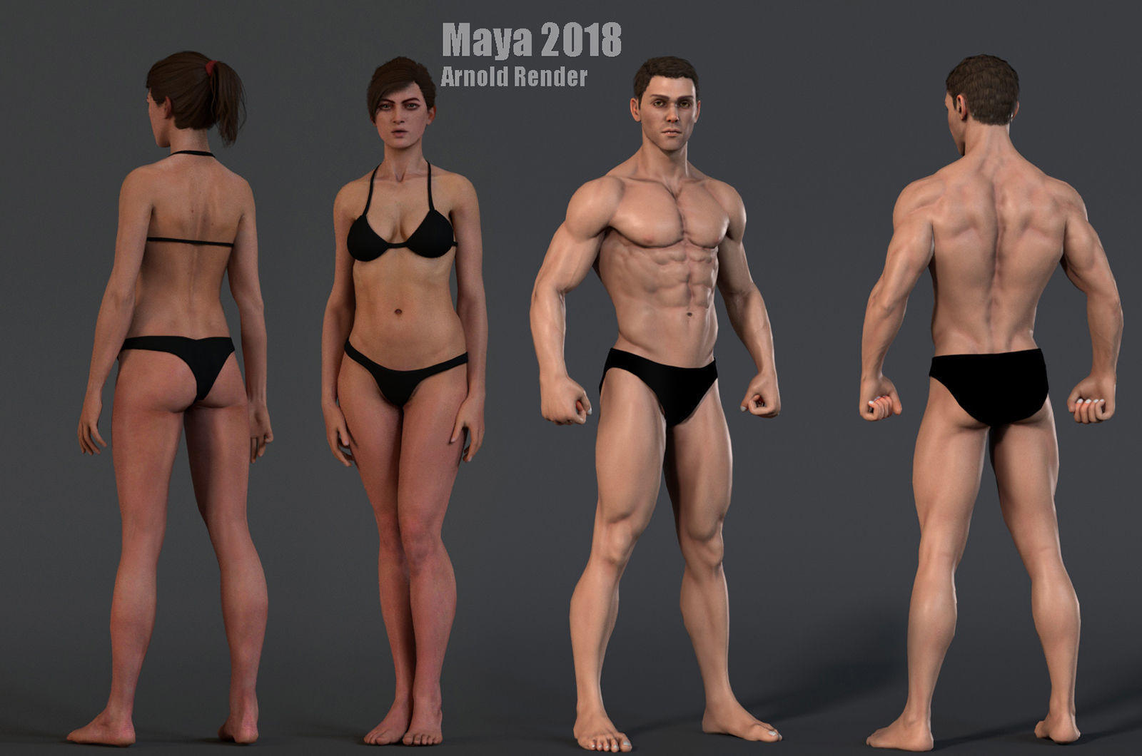 Male Female Base Rig  Low-poly 3D model_15