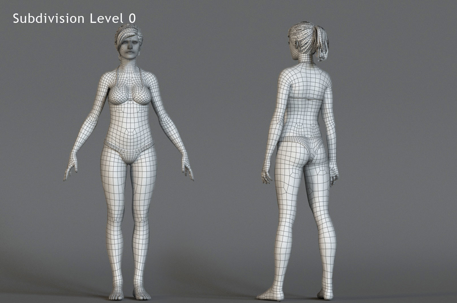Male Female Base Rig  Low-poly 3D model_26