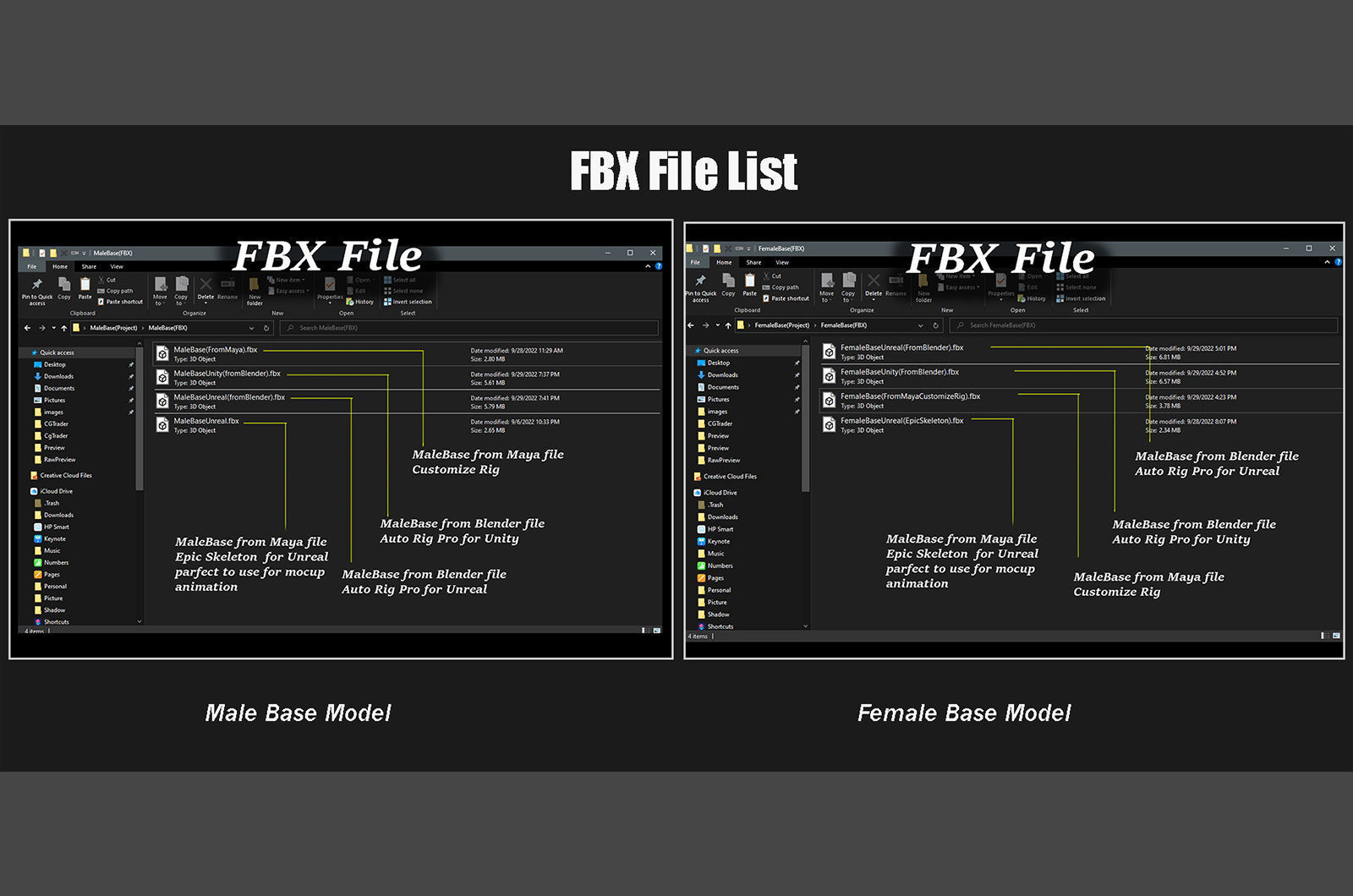 Male Female Base Rig  Low-poly 3D model_25