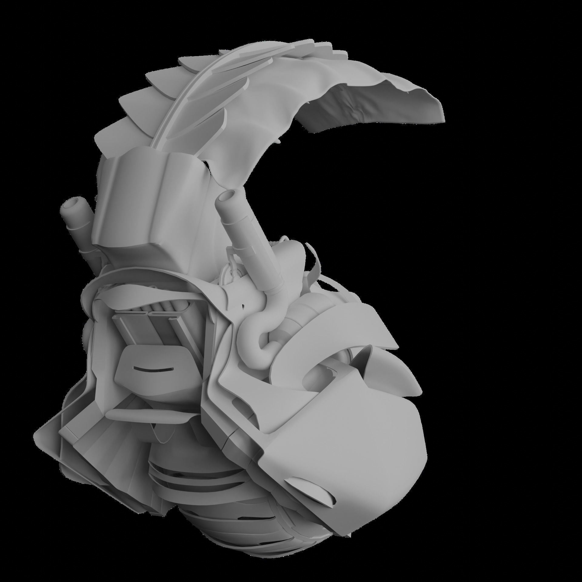 cyberpunk motorcycle with one wheel Low-poly 3D model_1