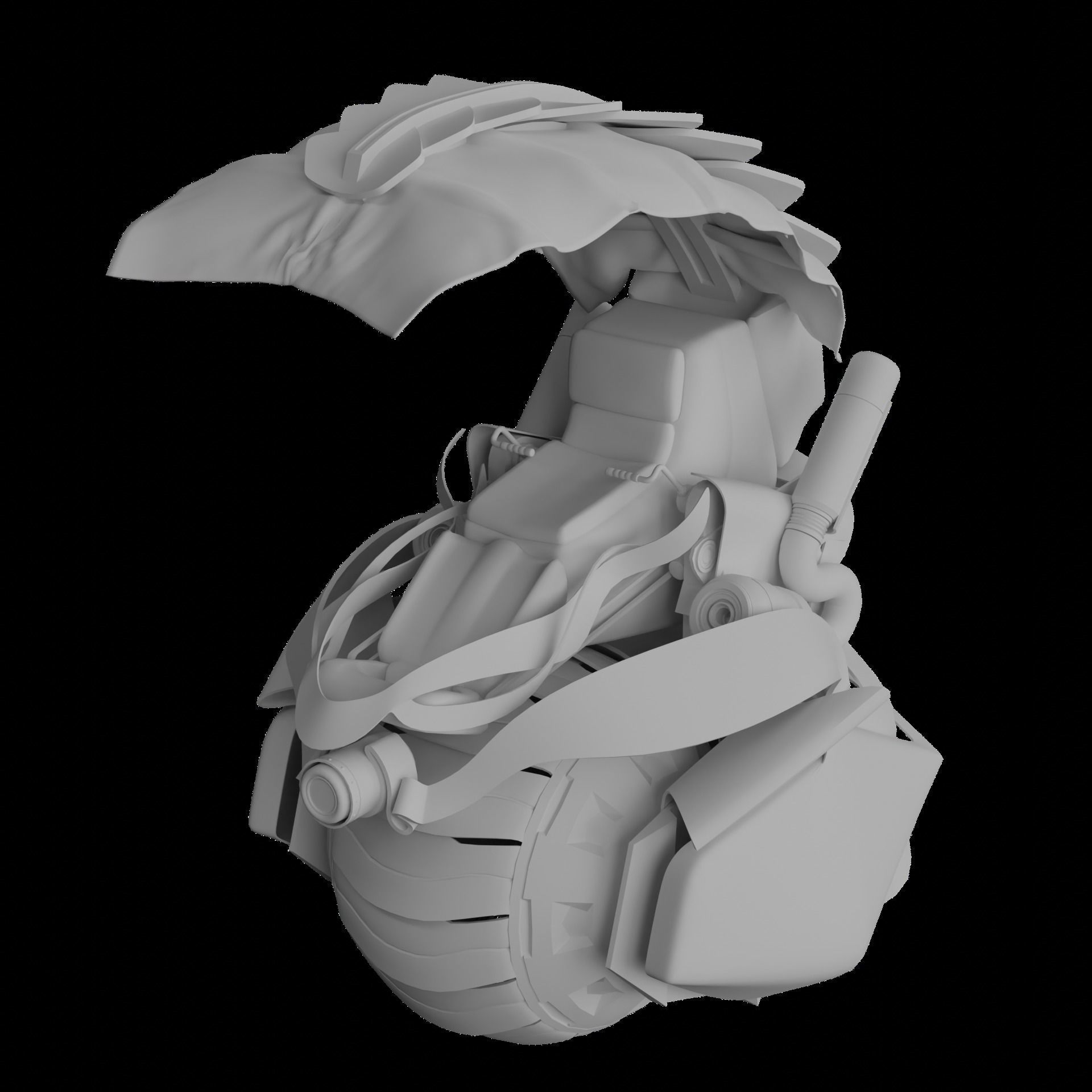 cyberpunk motorcycle with one wheel Low-poly 3D model_3