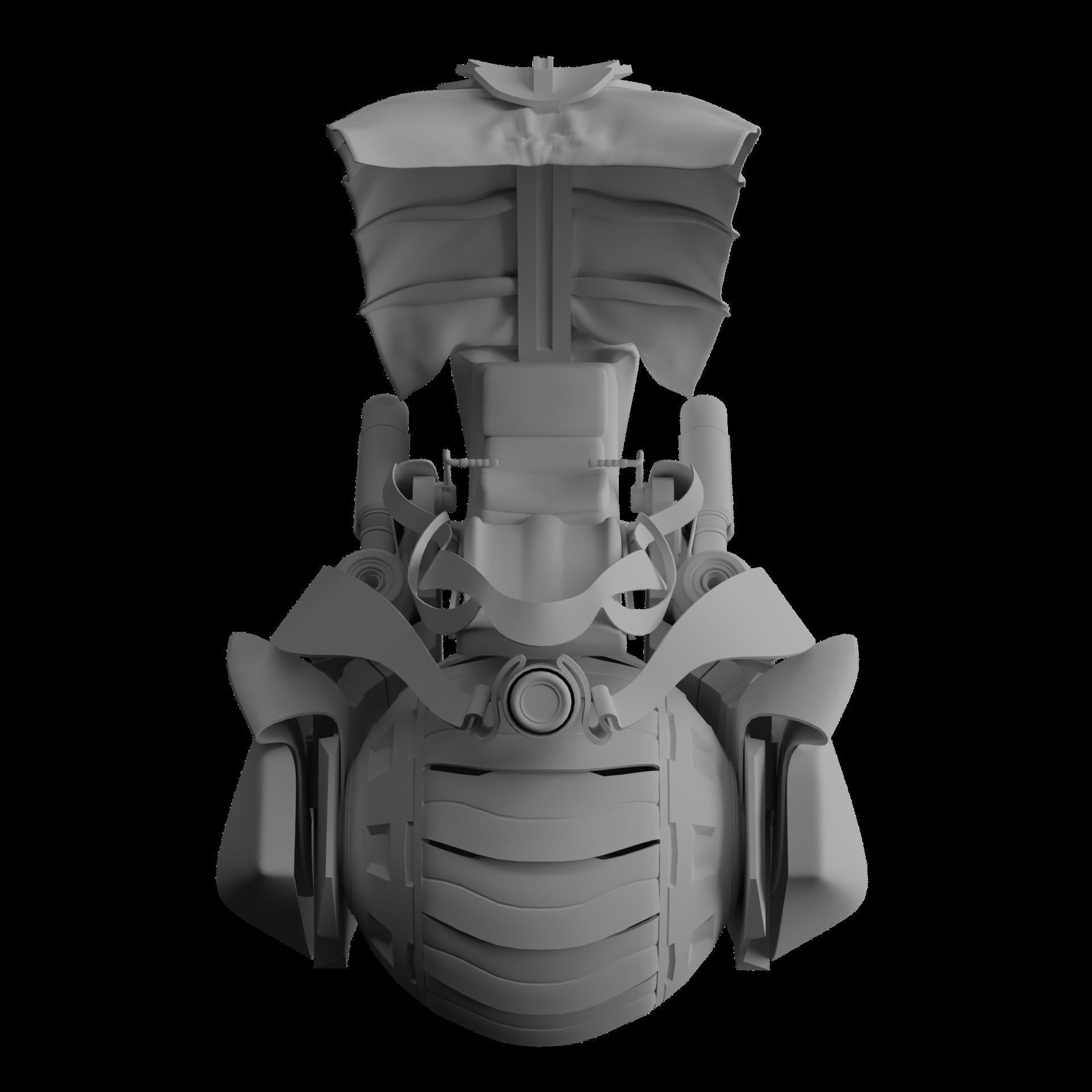 cyberpunk motorcycle with one wheel Low-poly 3D model_4