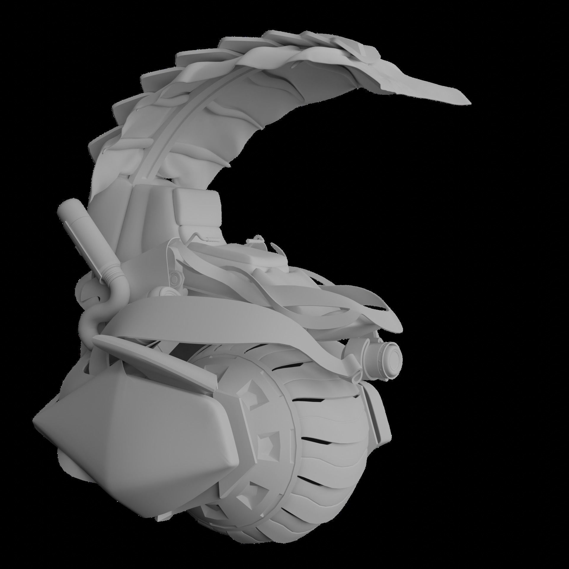 cyberpunk motorcycle with one wheel Low-poly 3D model_2