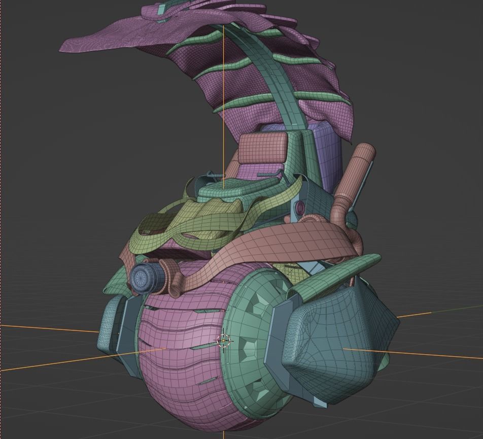 cyberpunk motorcycle with one wheel Low-poly 3D model_6