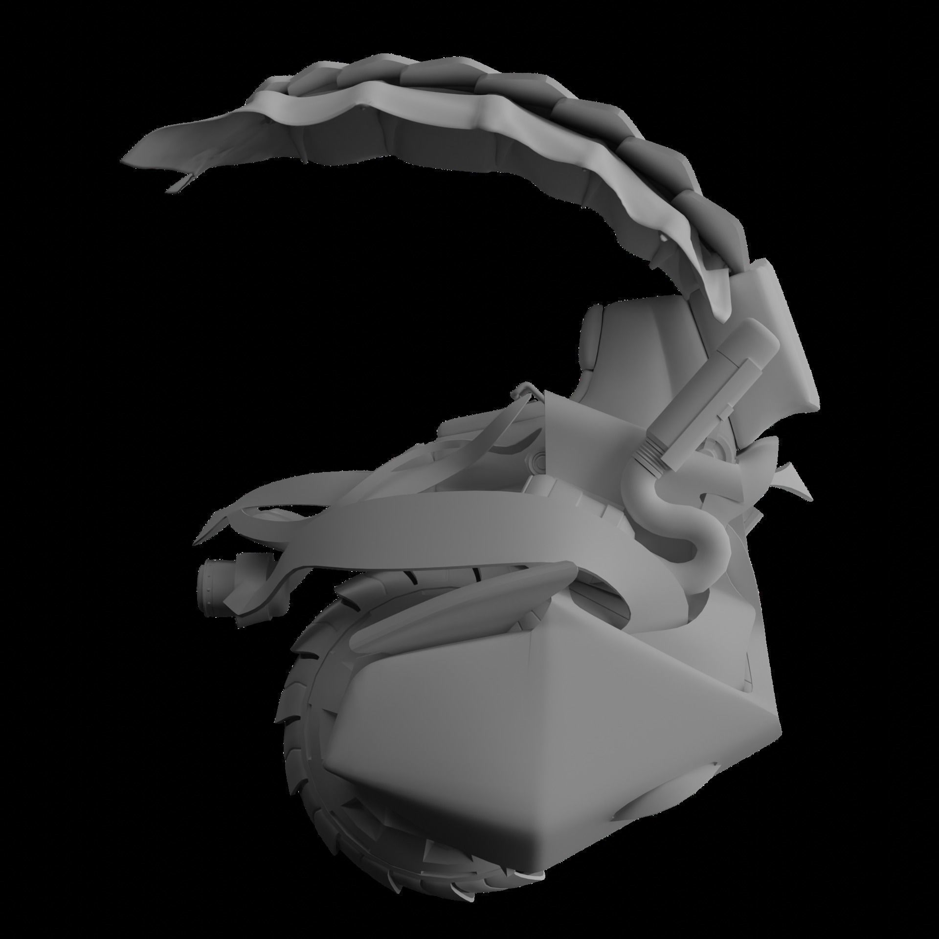 cyberpunk motorcycle with one wheel Low-poly 3D model_5