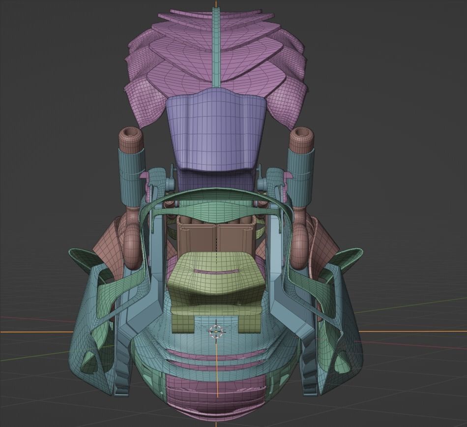 cyberpunk motorcycle with one wheel Low-poly 3D model_9