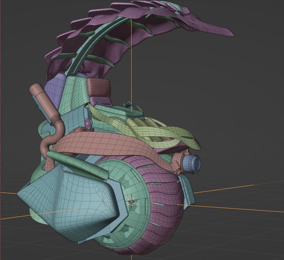 cyberpunk motorcycle with one wheel Low-poly 3D model_7