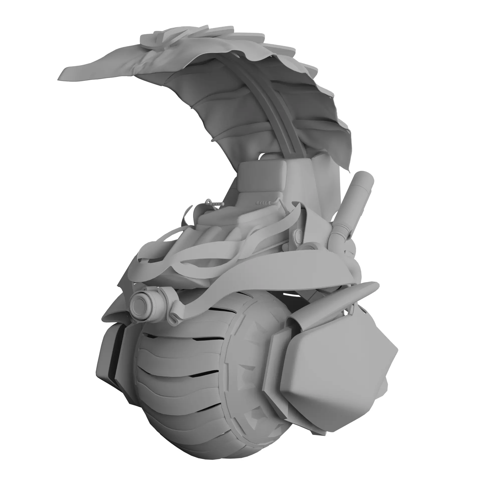 cyberpunk motorcycle with one wheel Low-poly 3D model_0