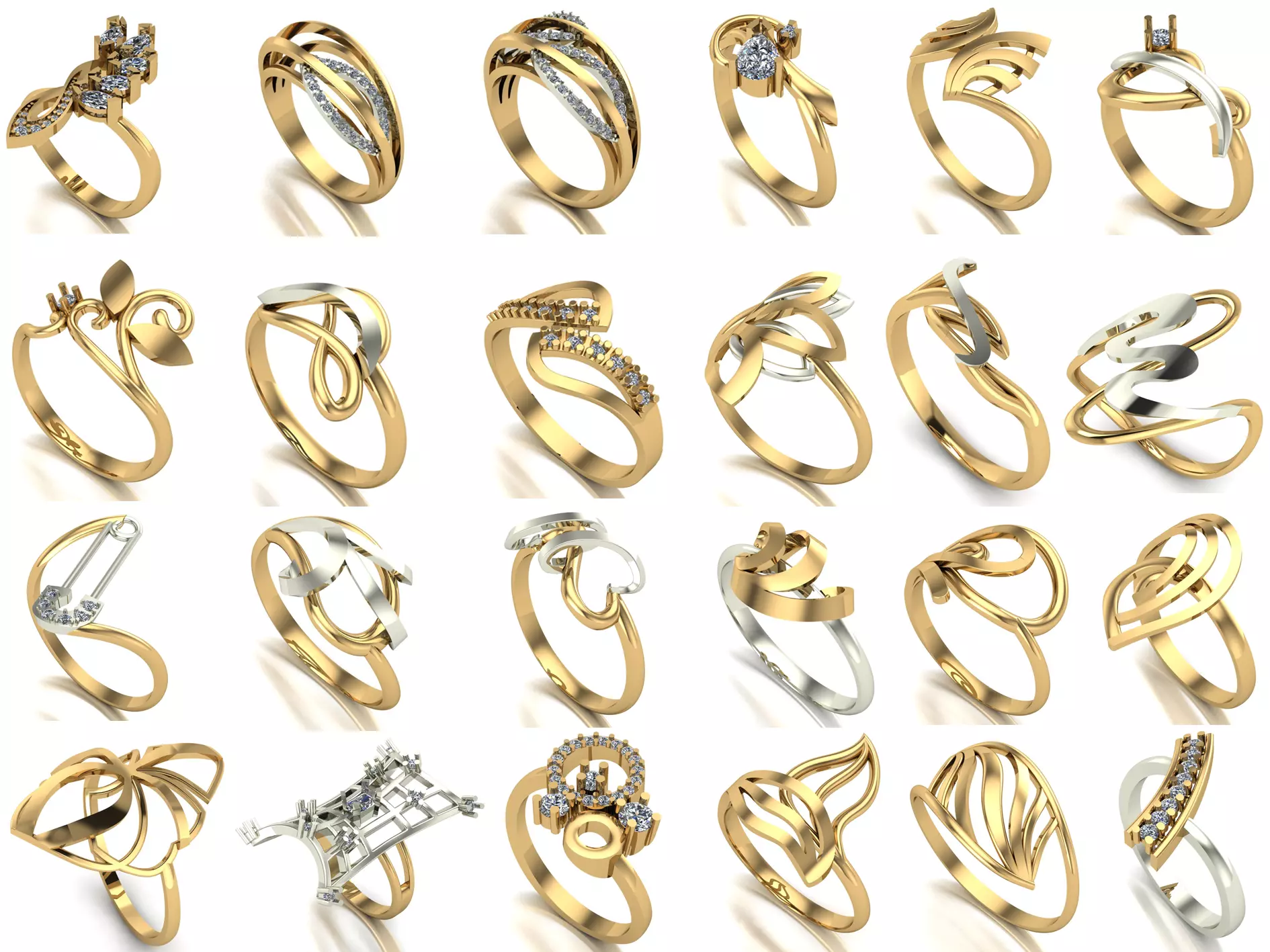 A set of 24 designed rings ready for manufacturing 3D print model_0