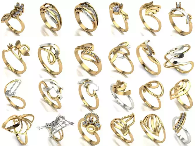 A set of 24 designed rings ready for manufacturing