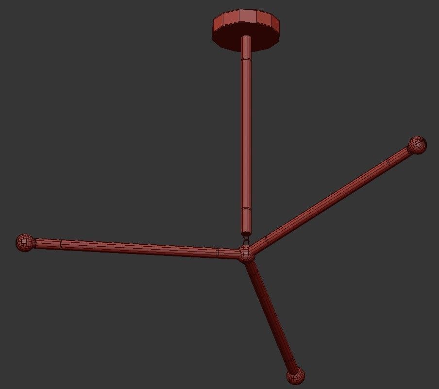 ARROW modern pendant light with two wooden rods 3D model_1