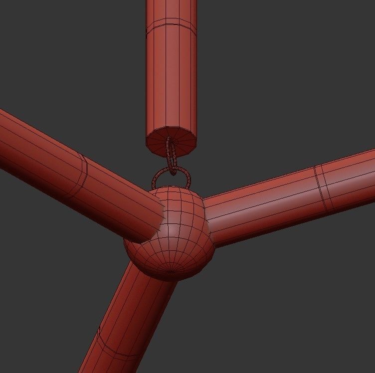 ARROW modern pendant light with two wooden rods 3D model_3