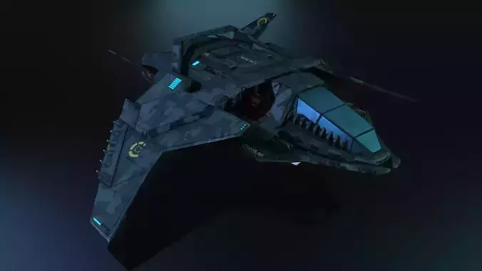PBR - Low Poly 3D model Fighter class Spaceship