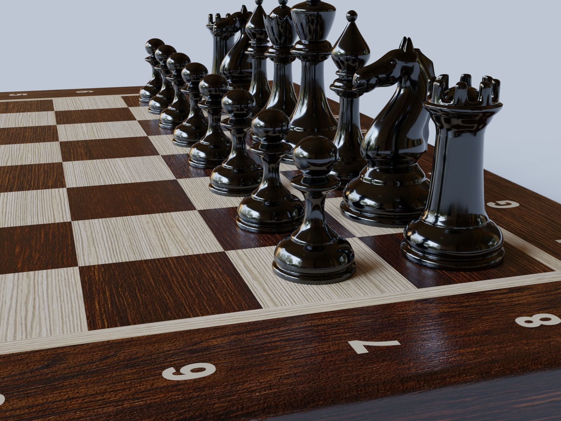 Low Poly Chess board 3D model_5