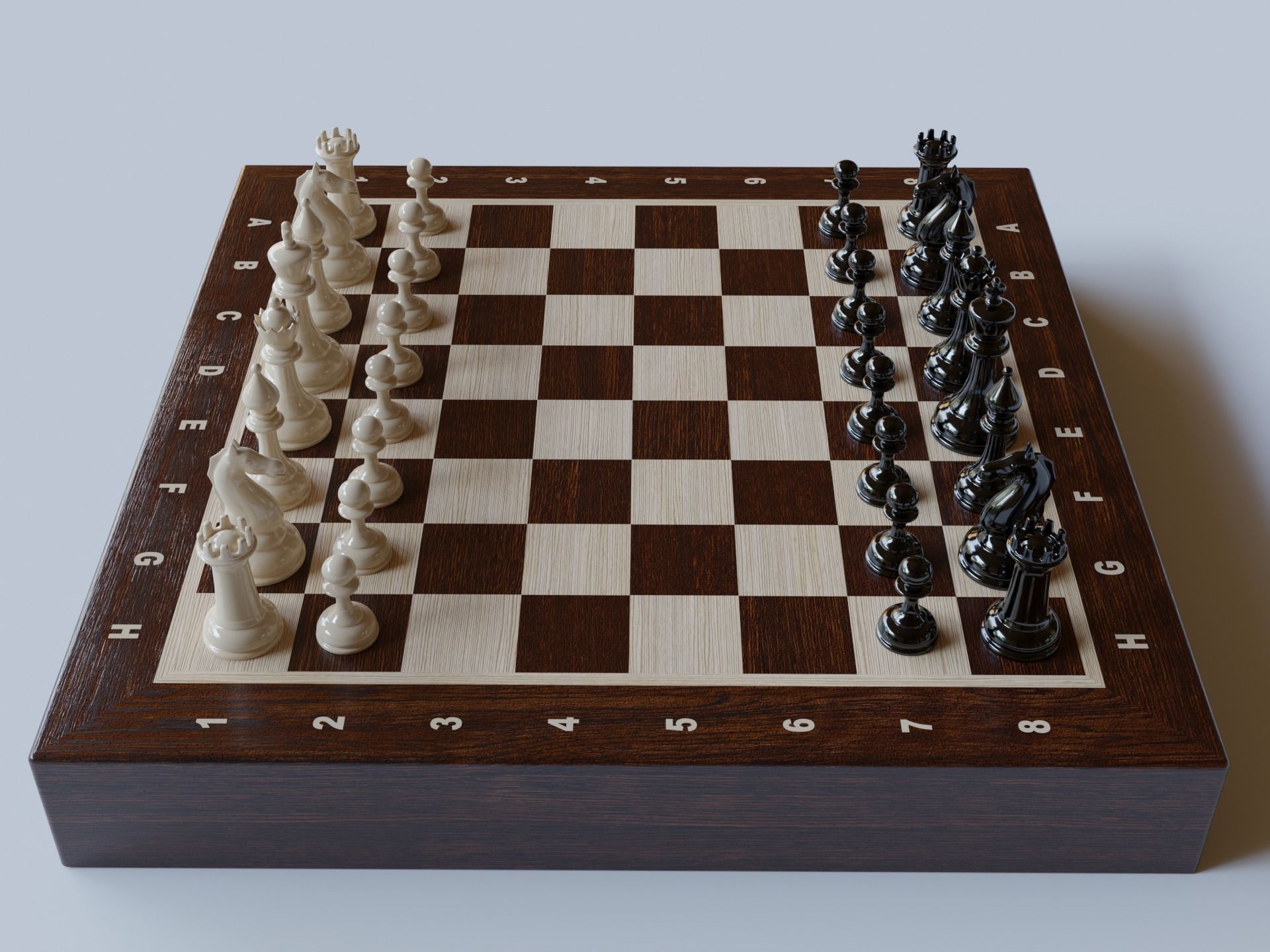 Low Poly Chess board 3D model_2
