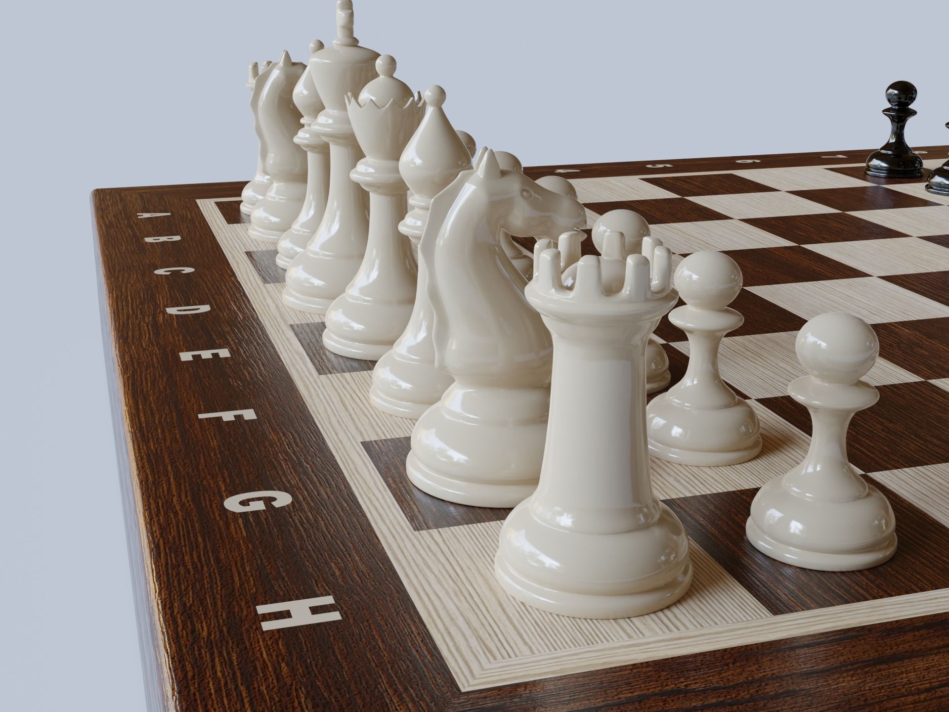 Low Poly Chess board 3D model_4