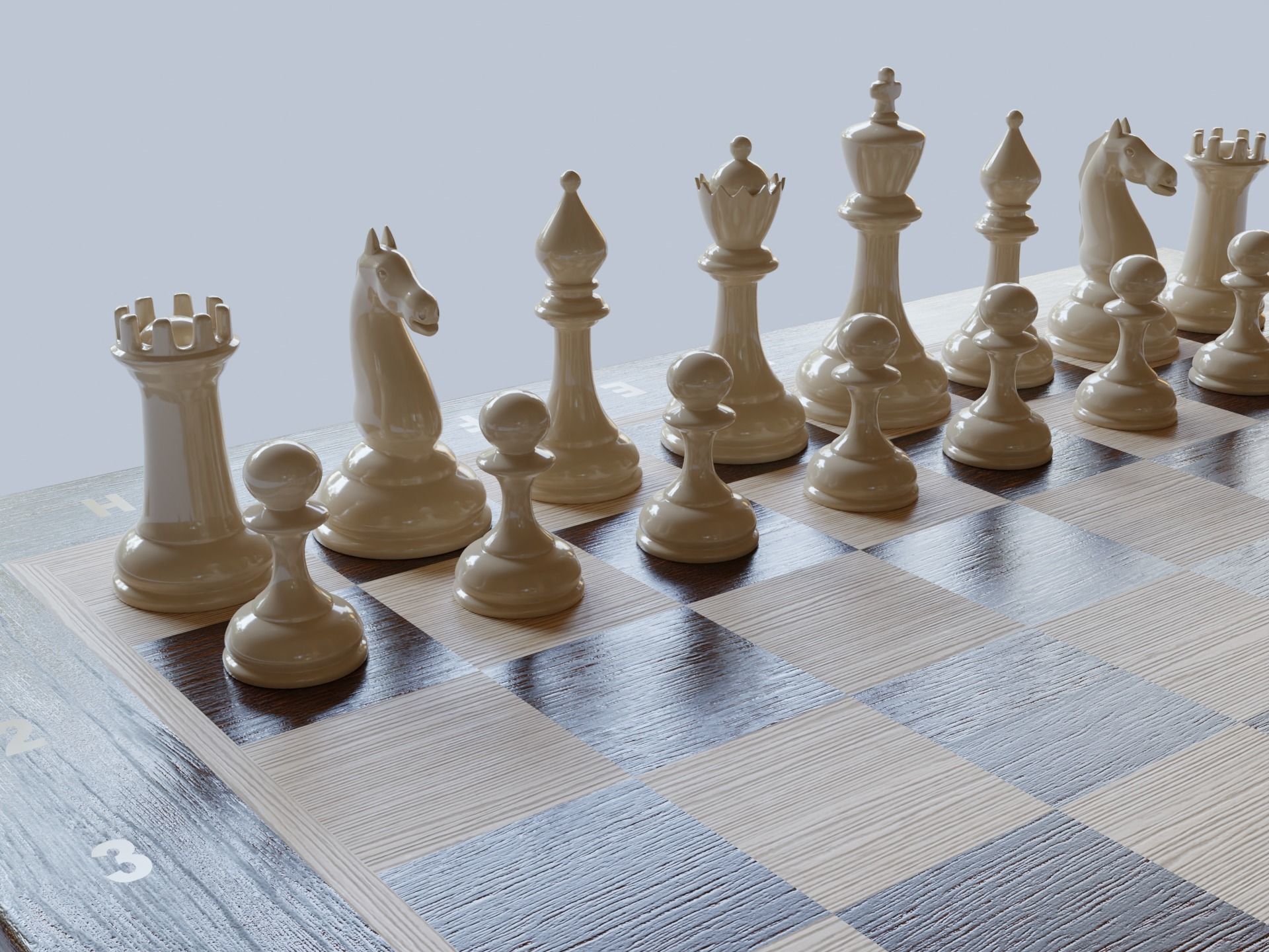 Low Poly Chess board 3D model_3