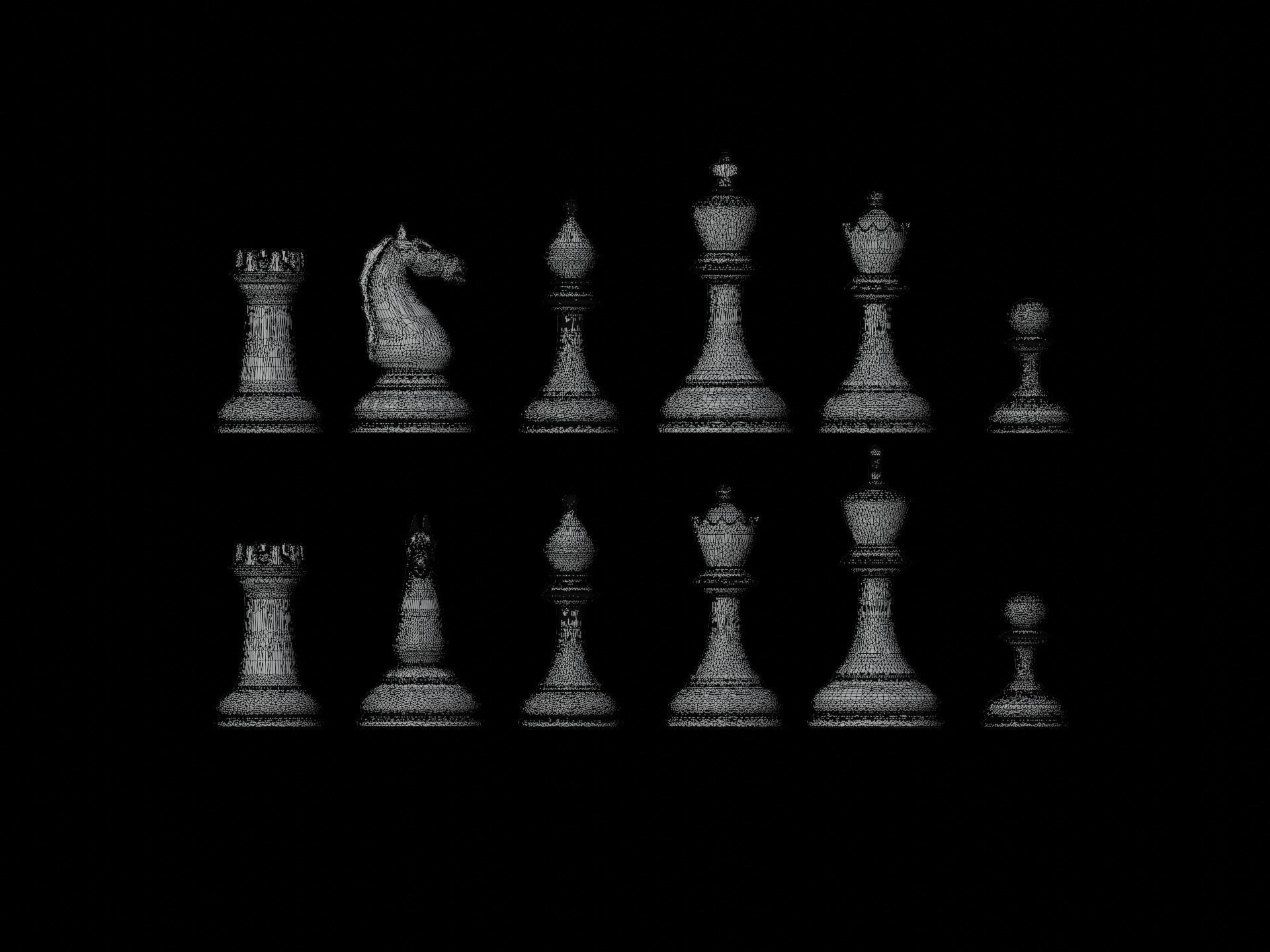 Low Poly Chess board 3D model_1