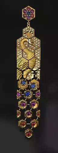 Peacock and jacuar  earrings 3D print model