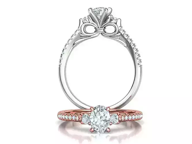 Emma Bow Engagement Ring with 7x5 Oval Stone  3D print model