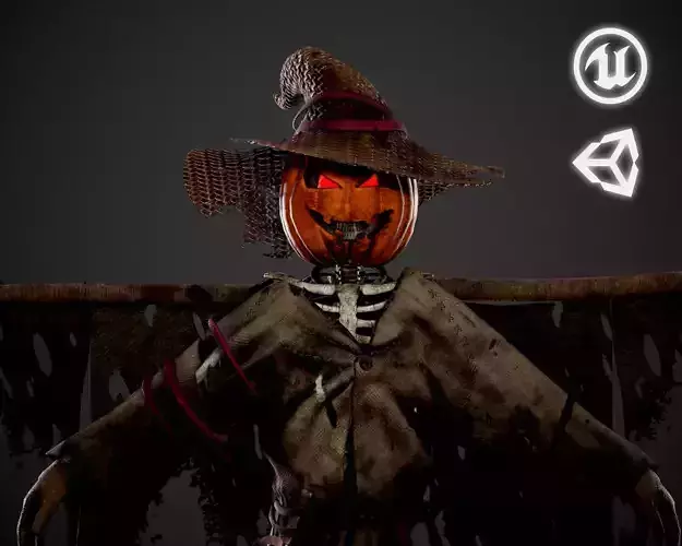 Scarecrow Skeleton Low-poly 3D model