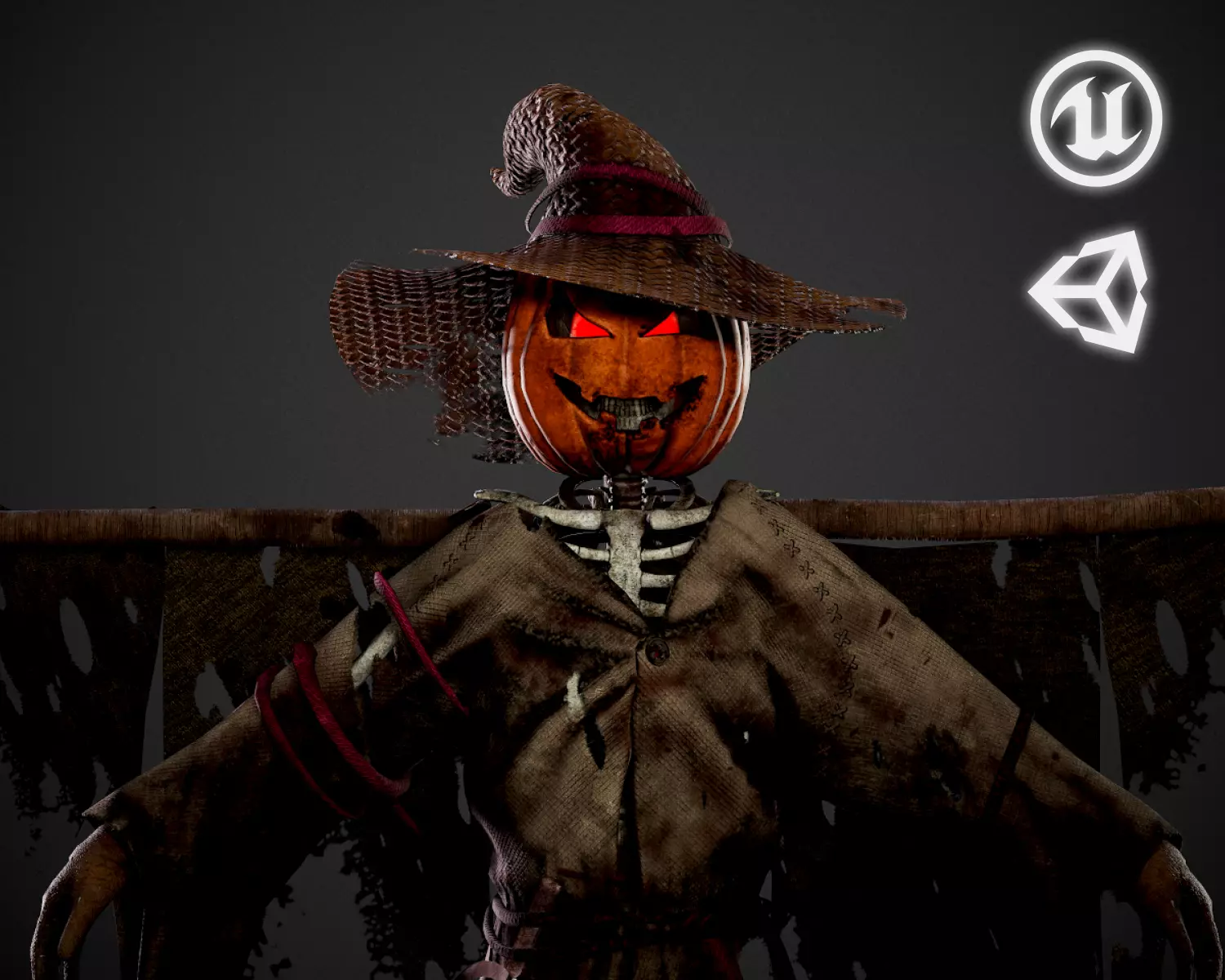 Scarecrow Skeleton Low-poly 3D model_0