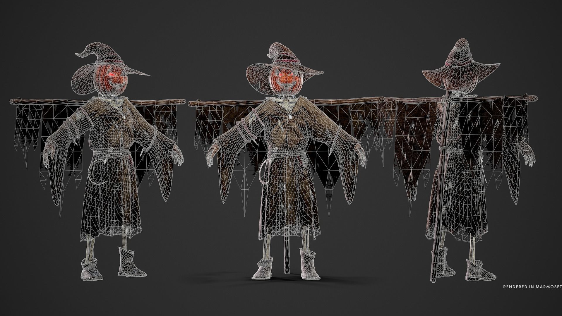 Scarecrow Skeleton Low-poly 3D model_5