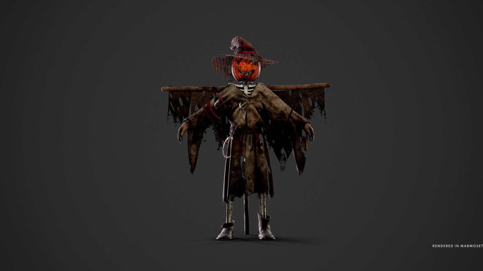 Scarecrow Skeleton Low-poly 3D model_3