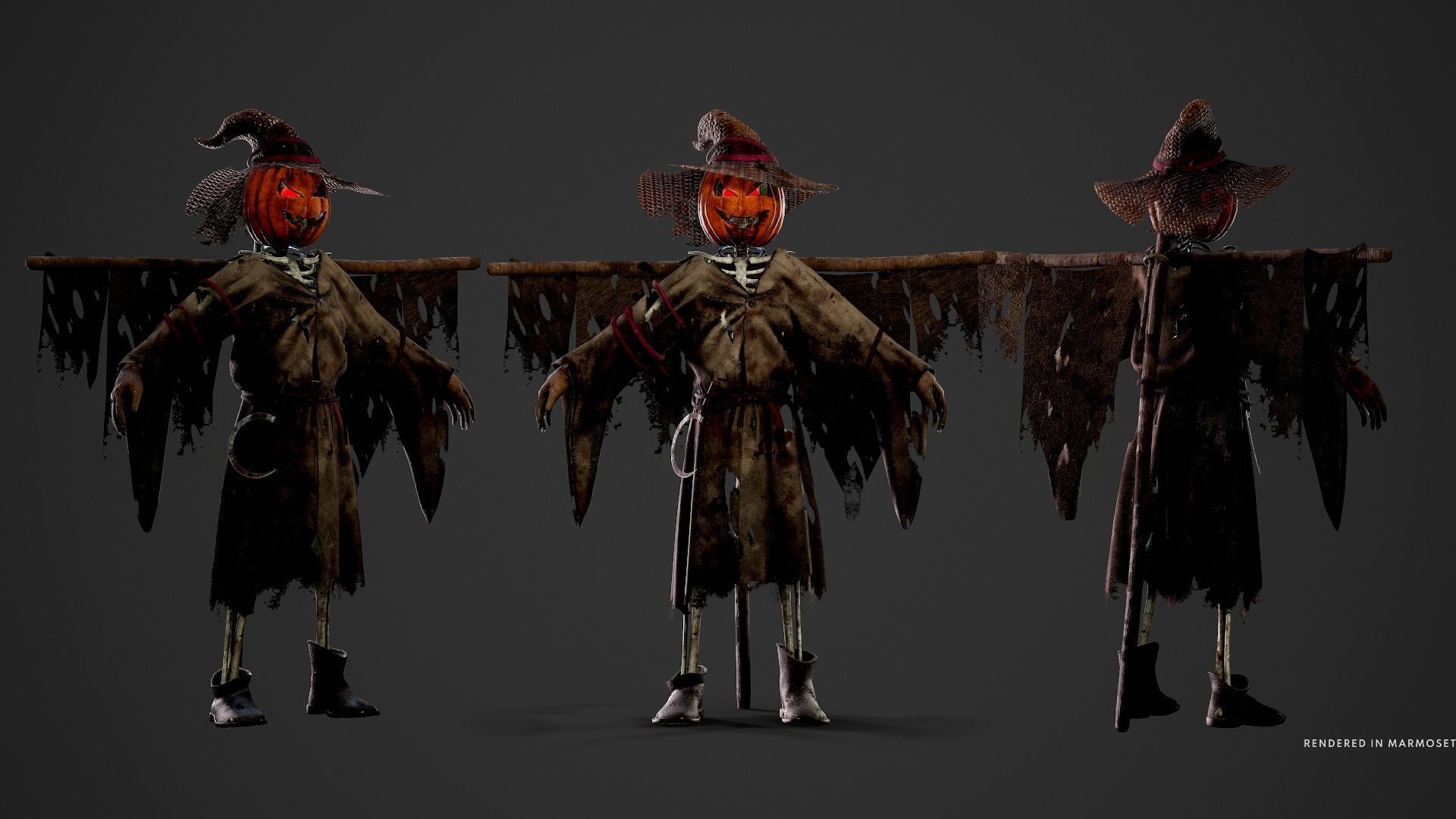 Scarecrow Skeleton Low-poly 3D model_4