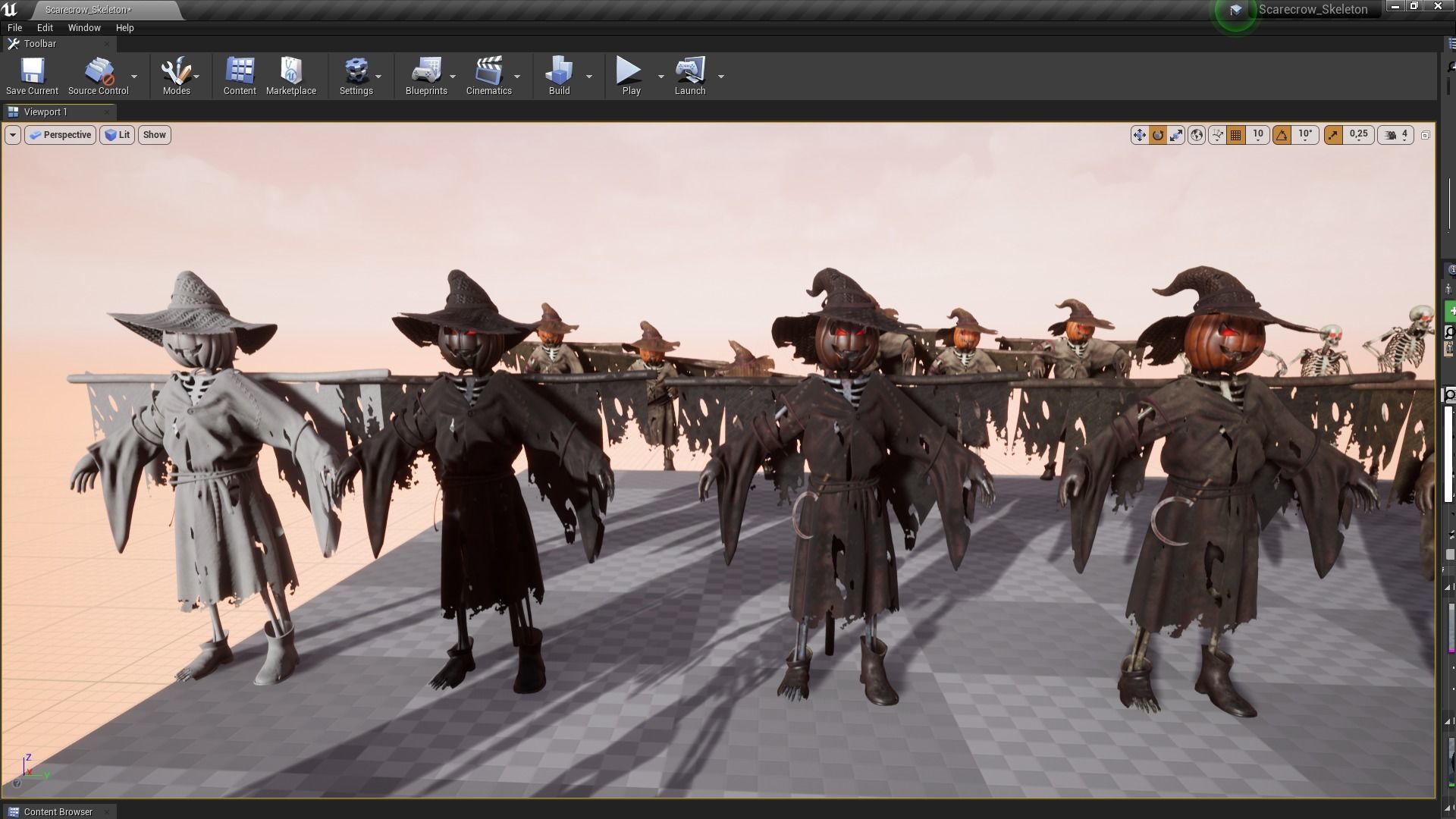 Scarecrow Skeleton Low-poly 3D model_7