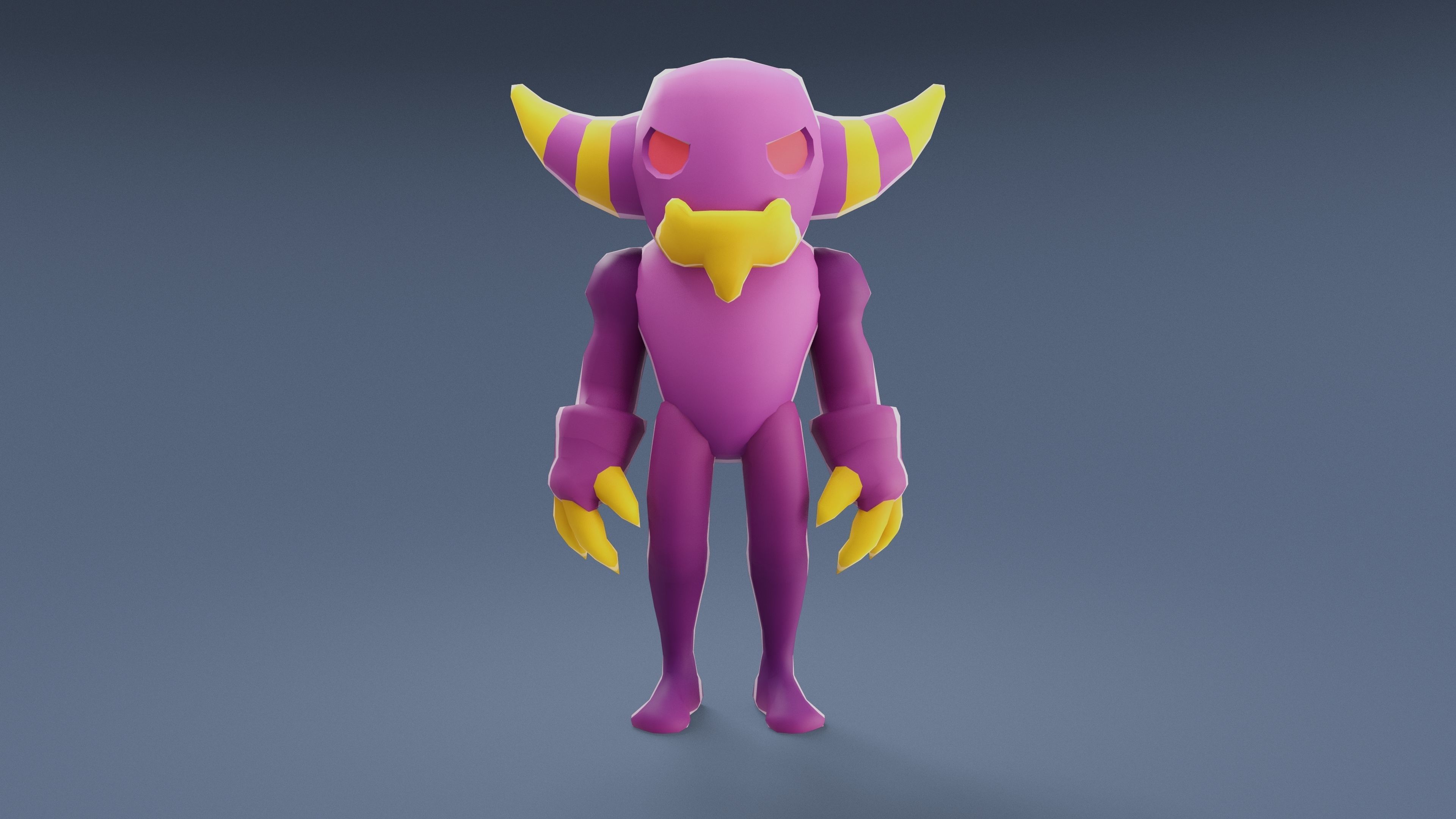 Cartoon Characters - Medium Devil Warrior Low-poly 3D model_12