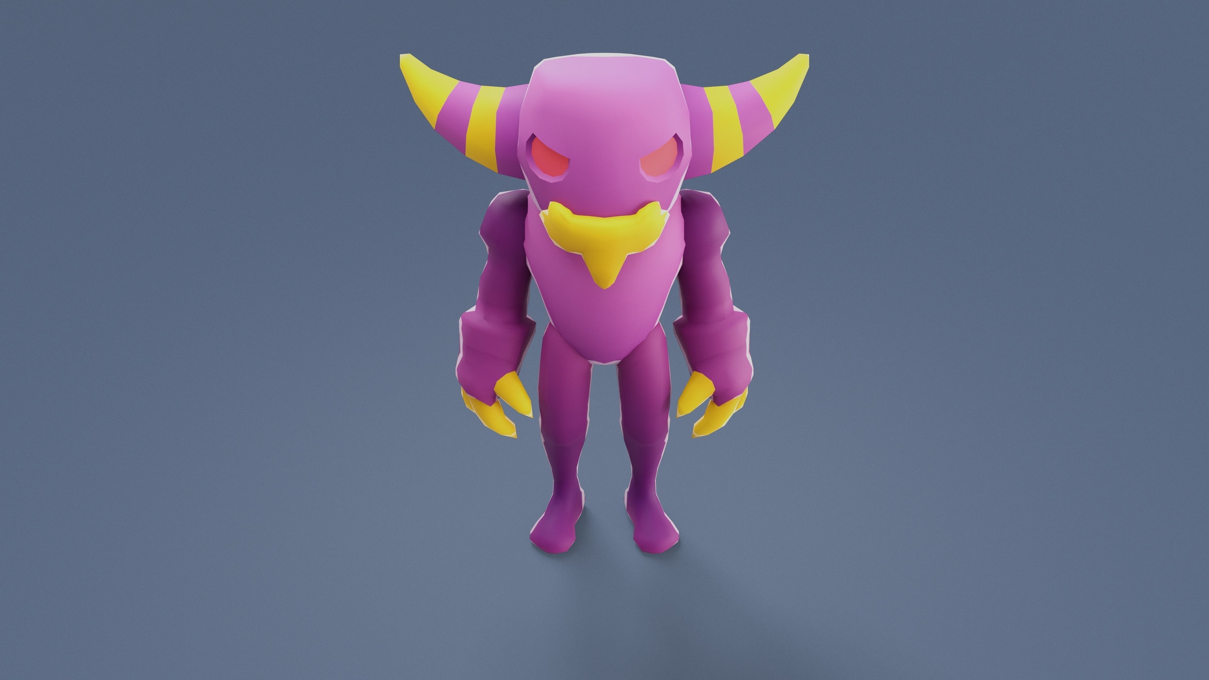 Cartoon Characters - Medium Devil Warrior Low-poly 3D model_7