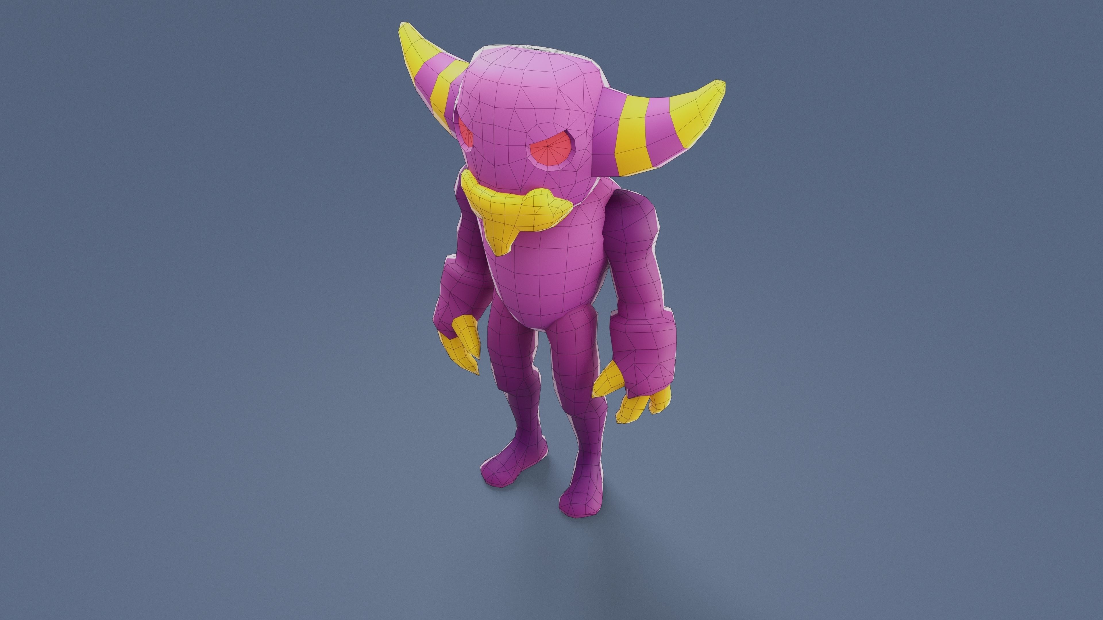 Cartoon Characters - Medium Devil Warrior Low-poly 3D model_11